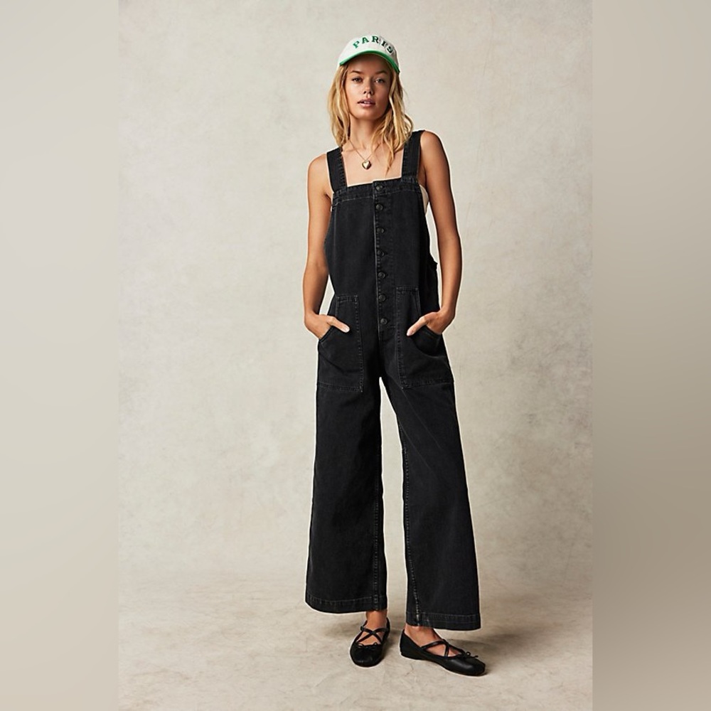 NWT FP We The Free Fields Of Flowers Wide-Leg Overalls